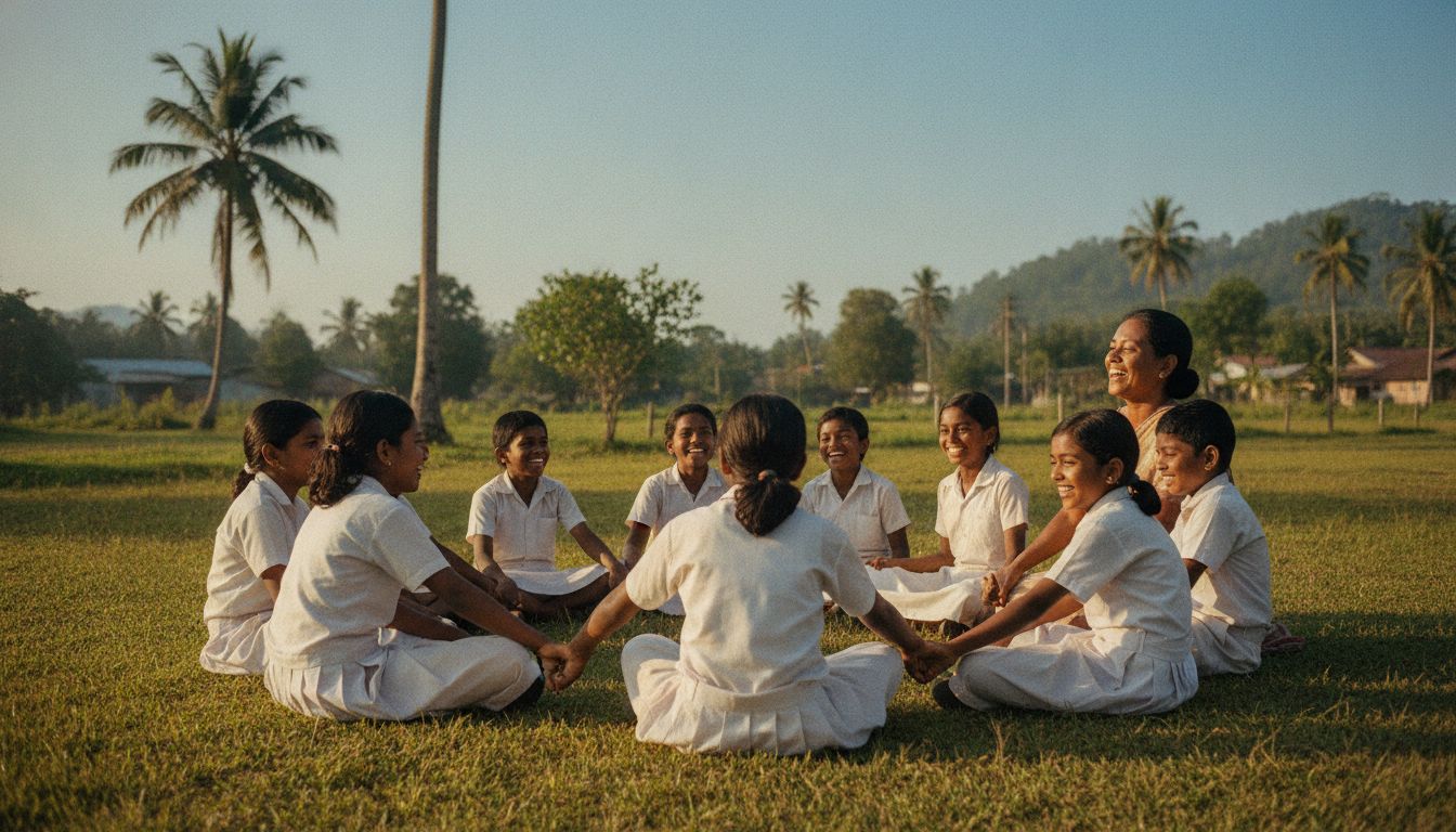 Schoolchildren of different communities sitting together